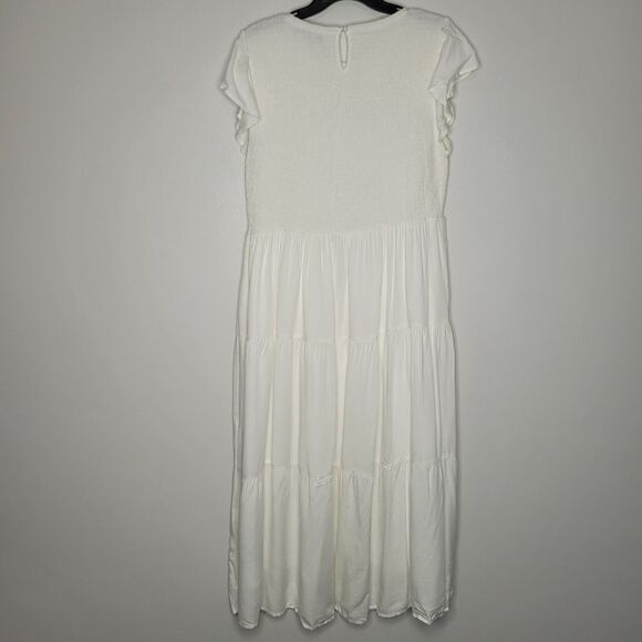 Zesica tiered skirt smocked top flutter sleeve key hole maxi dress size xxl NWT - Picture 5 of 9